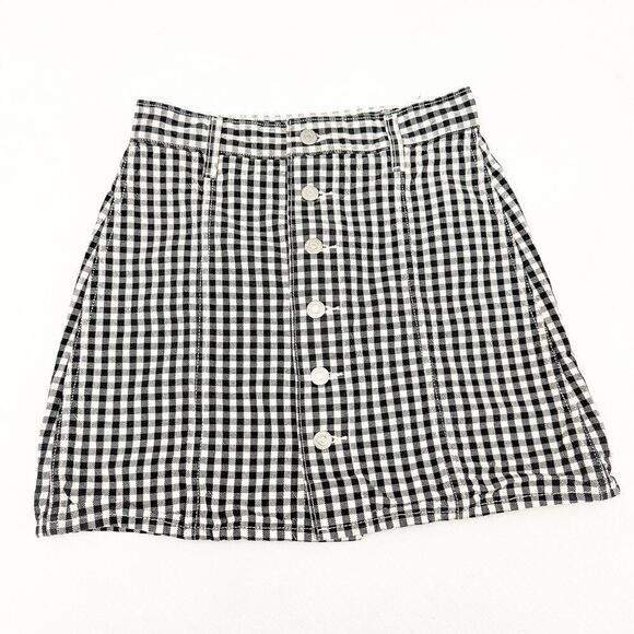 Levi's Checkered Plaid Patterned Mini Denim Skirt Size 25 - Picture 1 of 6